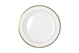 260mm Heavy Duty White Dinner Plate With Gold Lining