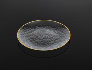 180mm Heavy Duty Clear Dimple Plate with Gold Rim