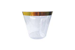250mL Clear Hard Plastic Tumbler With Gold Rim