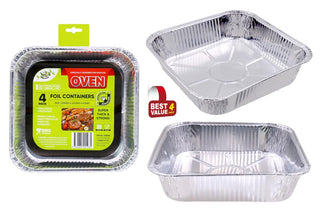 4PK Foil Containers-205MM x 205MM x 42MM