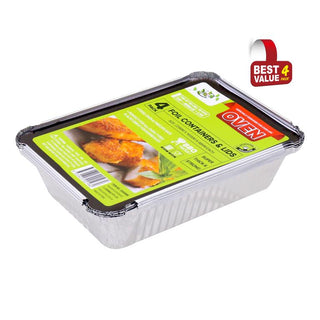 4PK Foil Roasters W/Lids - 225MM x 165MM x 48MM