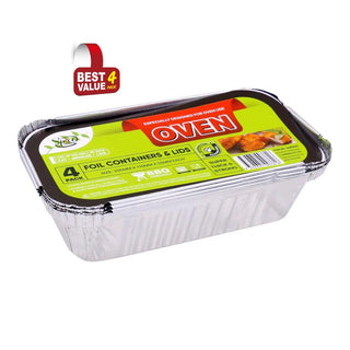 4PK Foil Roasters W/Lids - 205MM x 115MM x 55MM