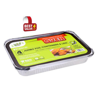 4PK Foil Roasters W/Lids - 315MM x 215MM x 58MM