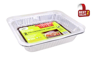 Foil Trays W/Clear PVC Lids (2PK) 325MM X 260MM X 58MM