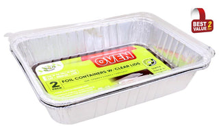 Foil Trays W/Clear PVC Lids (2PK) 370MM X 270MM X 72MM