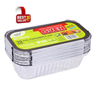 20PK Foil Roasters W/Lid 205MM x 110MM x 55MM (Bulk Value Pack)