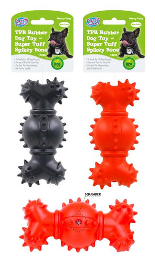 Heavy Duty TPR Rubber Dog Toy - Super Tuff Spikey Bone