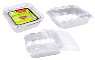 Foil Trays W/Clear PVC Lids (4PK) 204MM X 204MM X 45MM