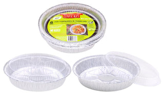 Foil Trays Round Series W/Clear PVC Lids - (6PK) 232MM X 45MM