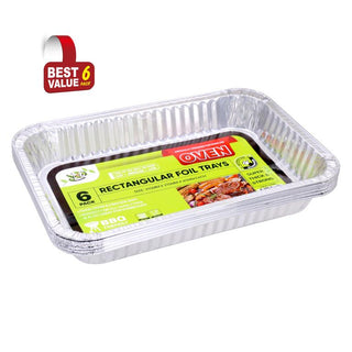 6PK Rectangular Foil Trays - 315MM x 215MM x 45MM