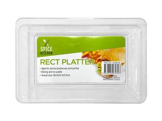 Transparent Plastic Platter - Rectangle 36.5CM x 24.5CM