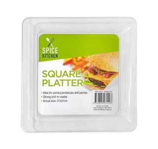 Transparent Plastic Platter - Square 31CM x 31CM