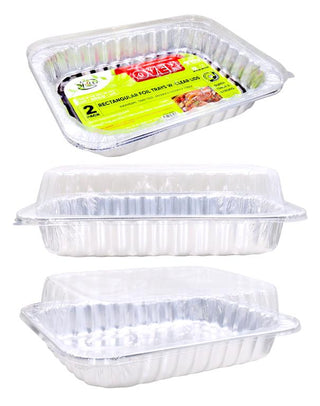 2PK Jumbo Foil Rosters W/PVC LID - 450MM x 340MM x 65MM