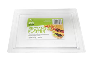 Transparent Plastic Platter - Jumbo Rectangle - 42CM x 29.5CM