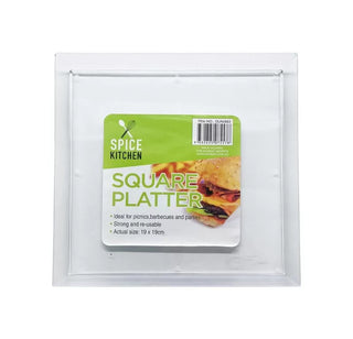 Transparent Plastic Platter - Square 19CM x 19CM
