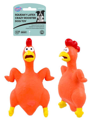 Squeaky Latex Crazy Rooster Dog Toy