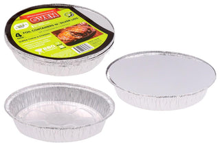 4PK Round Series Foil Containers W/Lids - 315MM x 215MM x 45MM